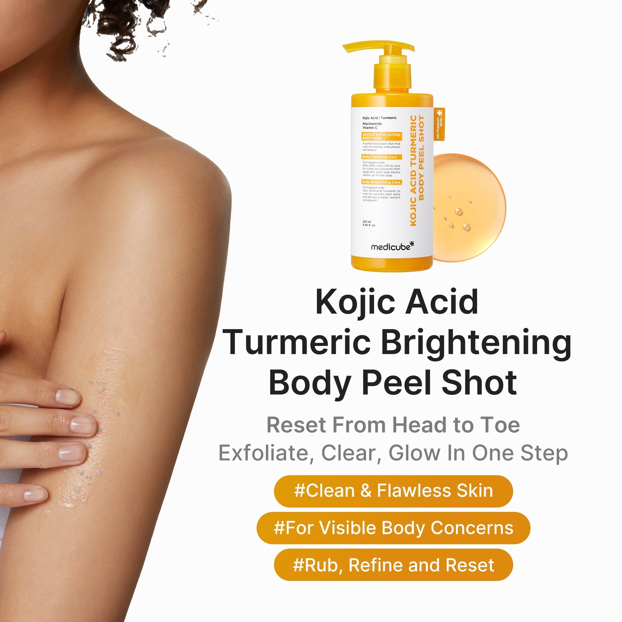 Kojic Acid Turmeric Body Peel Shot - Made for Fresh Skin