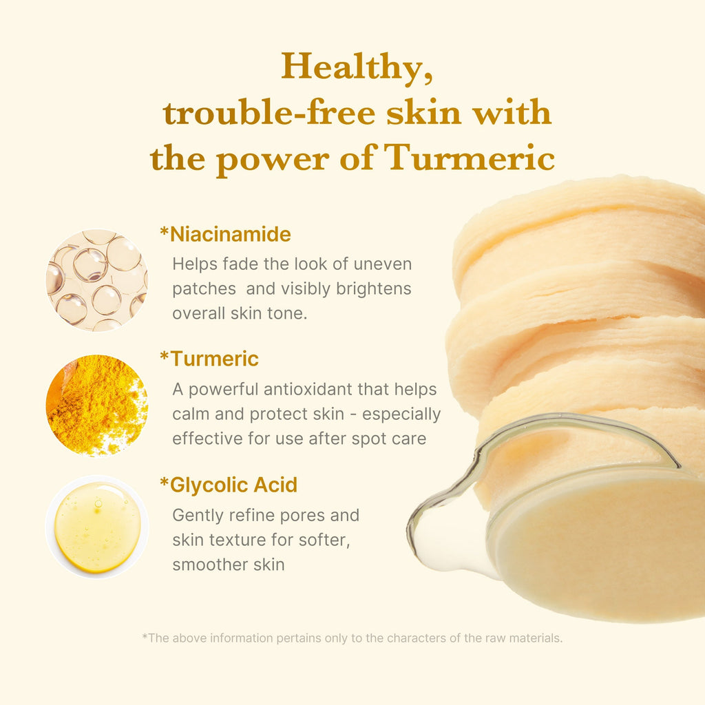 Kojic Acid Tumeric Toner Pad - Smooth-Looking Skin