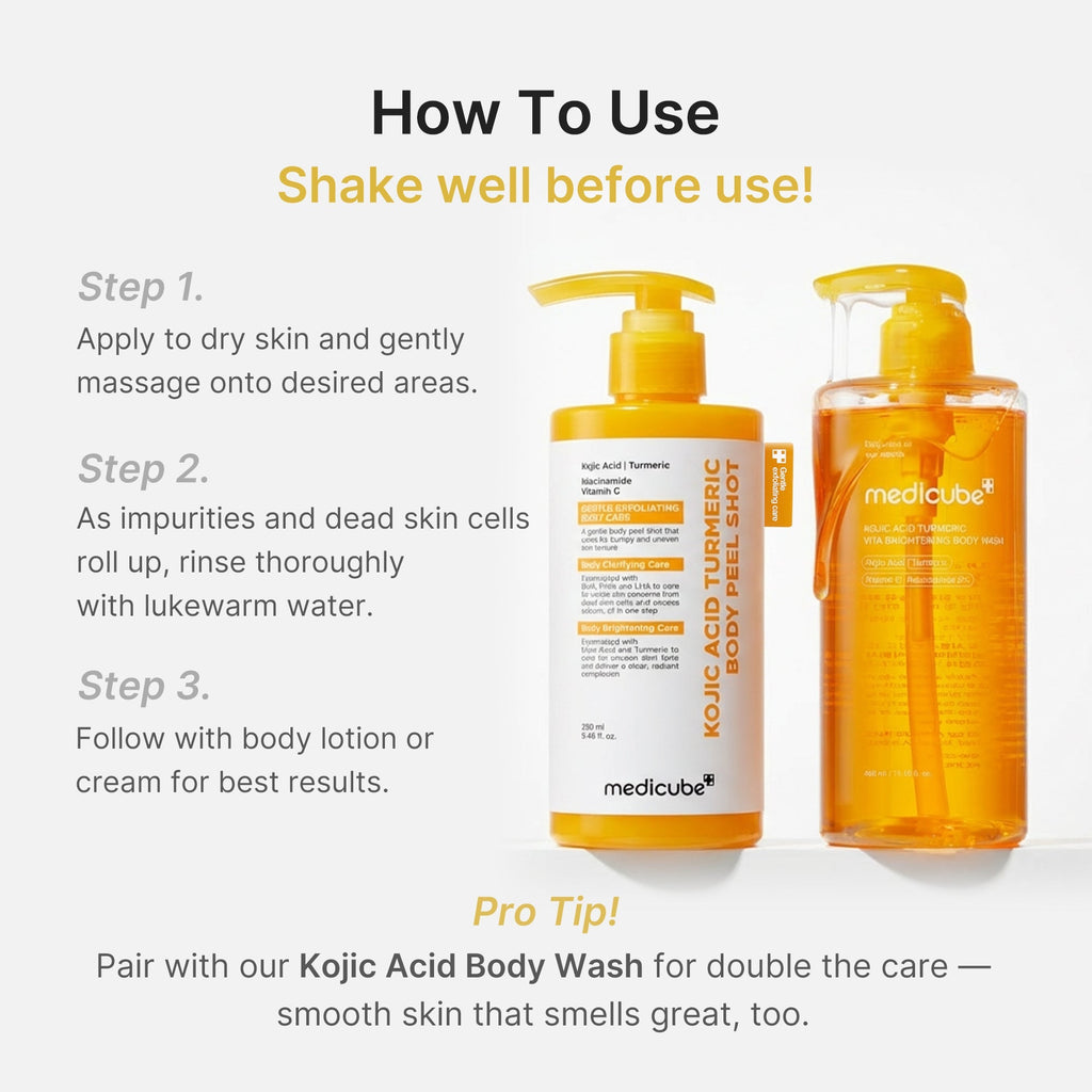 Kojic Acid Turmeric Body Peel Shot - Made for Fresh Skin